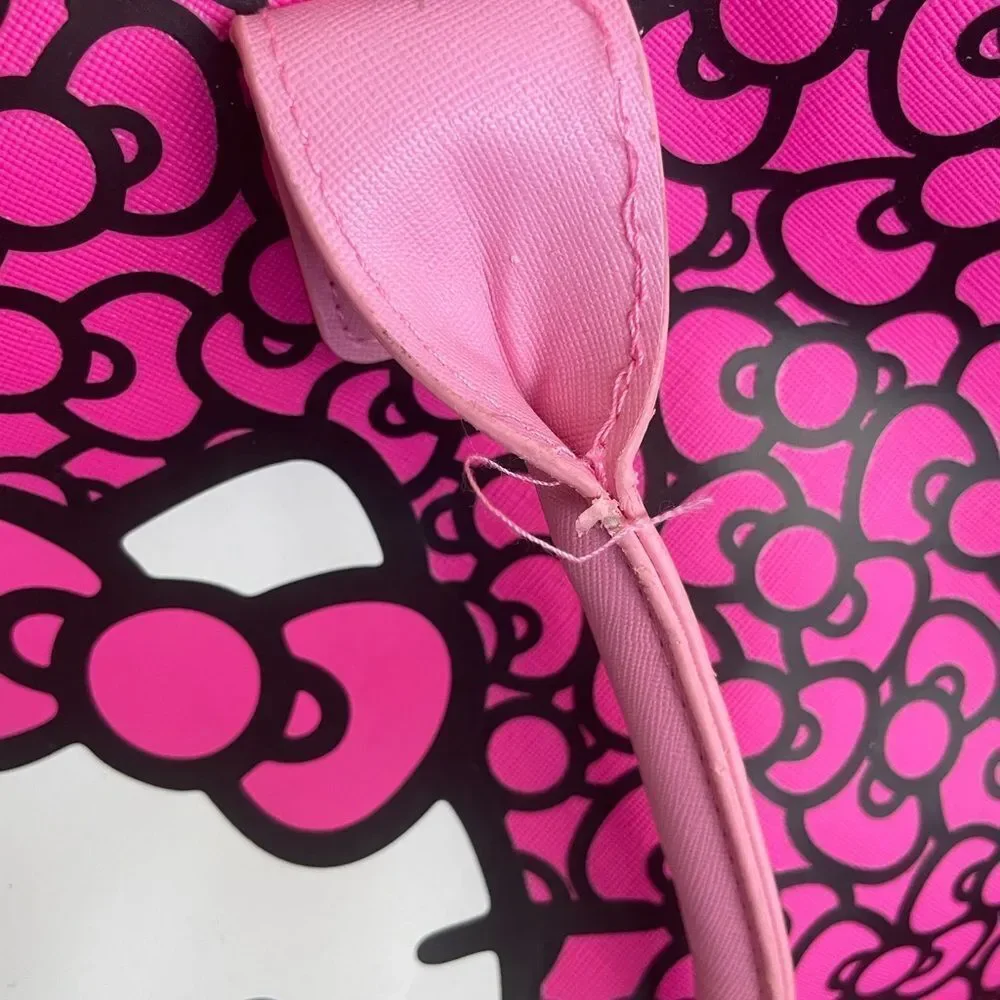 Hello Kitty Sanrio Travel Tote Crossbody Pink Patterned Bag Set